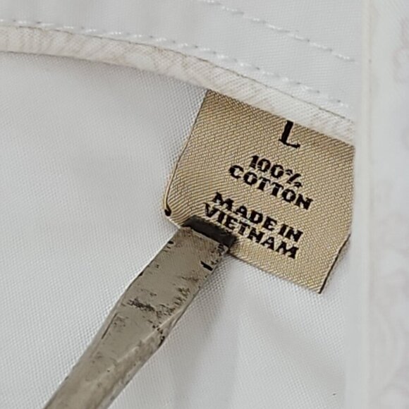 Tasso Elba Men's Large Slim Fit Shirt White on White Paisley AOP EUC LN Button - Picture 6 of 14